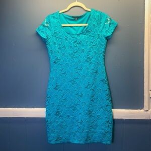 Turquoise Lace Cocktail Dress